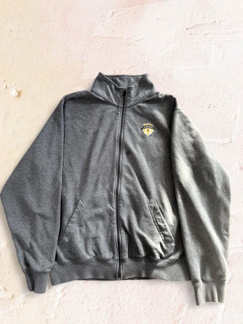 Nike Gray Fleece Full-Zip Hoodie with Embroidered Swoosh Tag